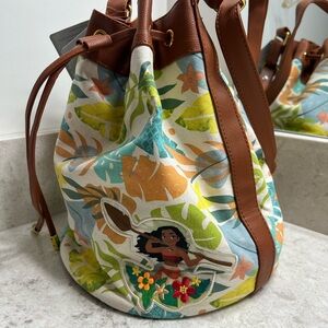 Disney Tropical Print Bucket Bag with Brown Accents